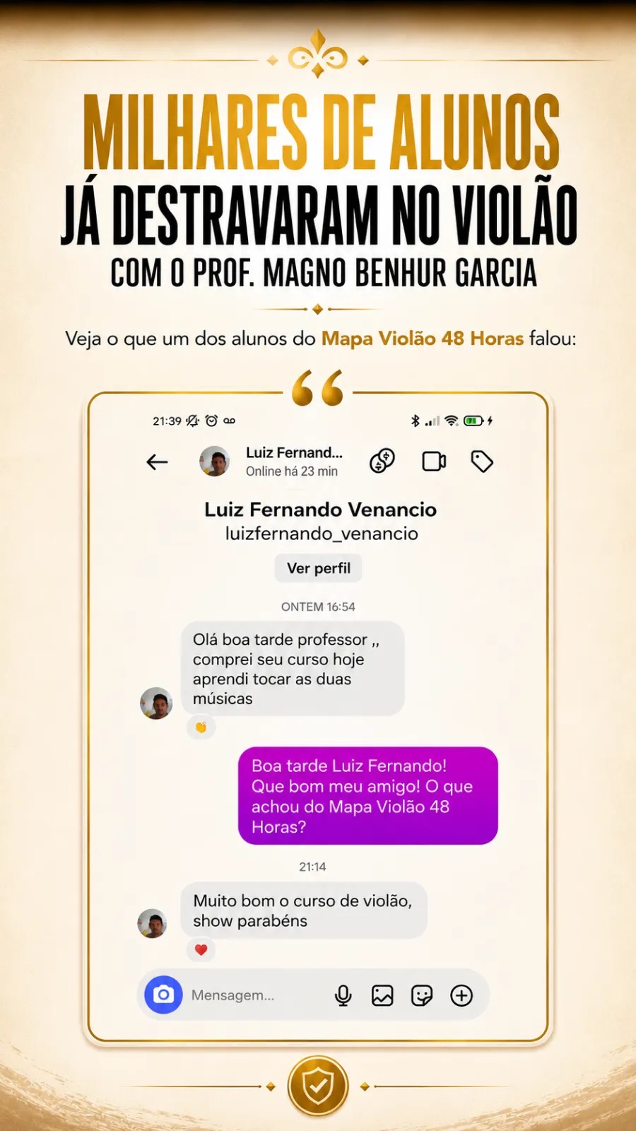 Milhares de alunos já destravaram no violão com o professor Magno Benhur Garcia