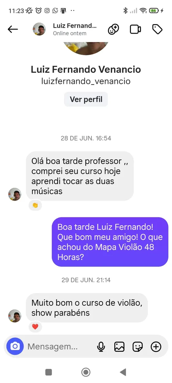 Depoimento de aluno do Mapa Violão 48 Horas